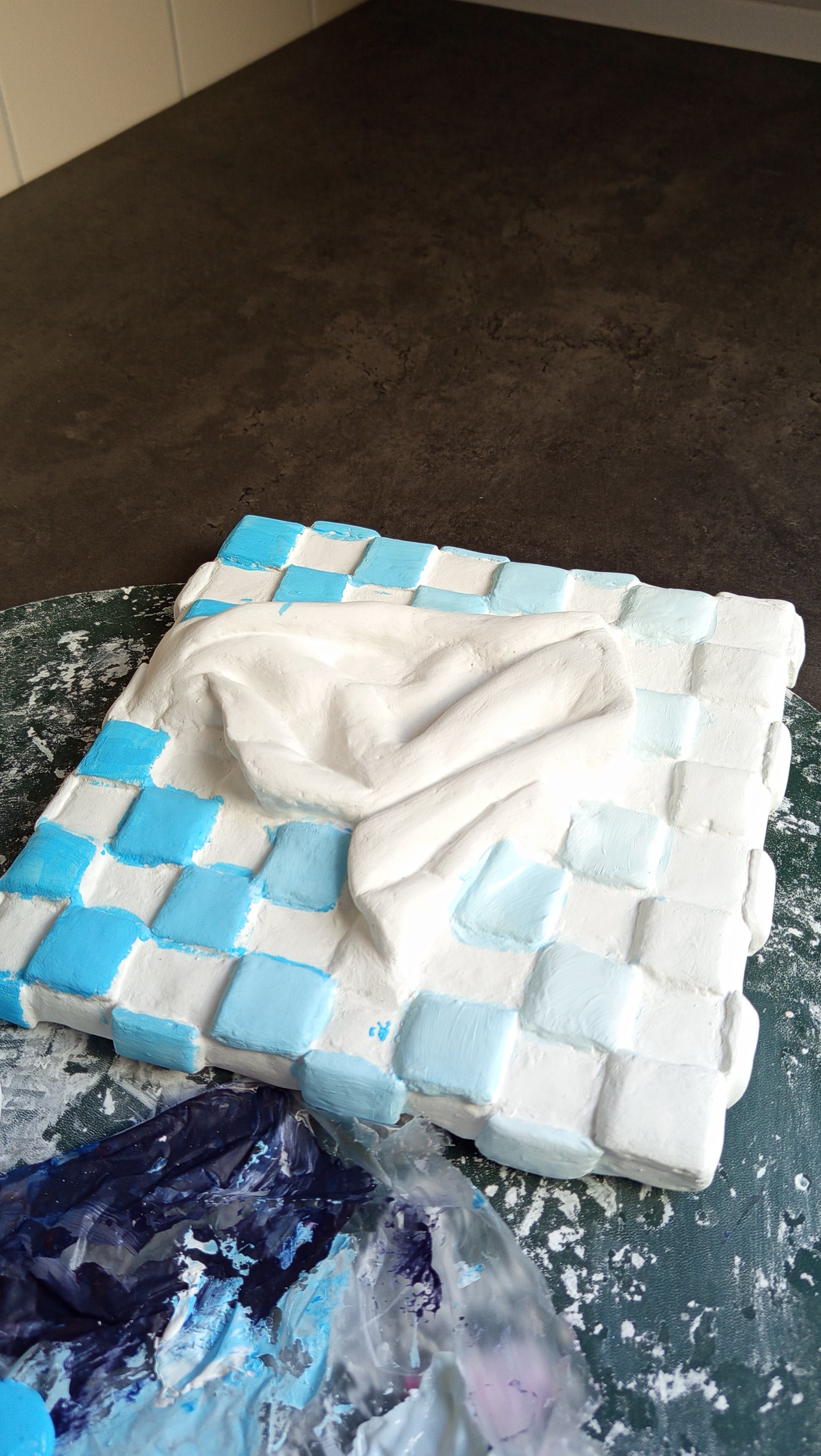 Comfort Zone Mini #07 - Strukturbild Kariert Blau